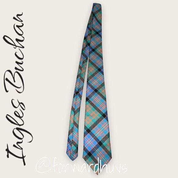 Vintage Ingles Buchan Tartan Necktie - Scottish Elegance in Pure Wool - Picture 3 of 8